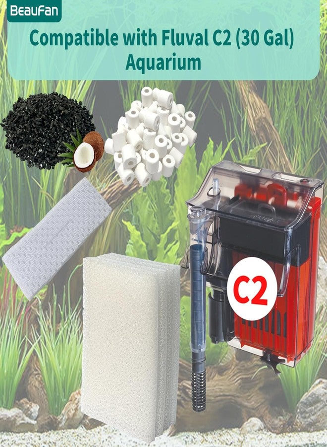 beaufan 2 Aquarium Filter Media Kits Compatible with Fluval C2 (30 Gal) Aquarium Power Filter, Includes 4 Pack Foam Pads, 4 Pack Tarpaulins, 4 Pack Activated Carbons and 1 Pack Ceramic Ring - Image 2